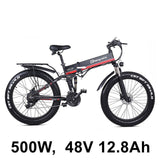 26 Inch Folding Electric Bicycle, 48V 1000W Powerful Motor, Mountain Bike Fat Bike, 5-level Pedal Assist Snow Bike