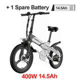 20 Inches Folding Bicycle, Integrated Magnesium Alloy Rim, Folding Electric Mountain Bike, 5 Grade Assist, Suspension Fork