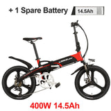 20 Inches Folding Bicycle, Integrated Magnesium Alloy Rim, Folding Electric Mountain Bike, 5 Grade Assist, Suspension Fork