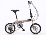 High quality carbon steel 14 inch variable speed bike portable light folding bicycle dual DISC brake,variator for adult/teenager