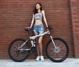 21/24/27/30 Speeds Folding Mountain Bike 24/26 Inch Fat Bike Disc Brake Shock Absorption Fat Tire Snow Bicycle Road Racing Bike