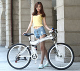 21/24/27/30 Speeds Folding Mountain Bike 24/26 Inch Fat Bike Disc Brake Shock Absorption Fat Tire Snow Bicycle Road Racing Bike