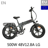 (EU STOCK) Electric bike 48V12.8A LG 20*4.0 Fat Tire electric Bicycle 500W Powerful Mountain ebike Snow/8Speeds Full throttle