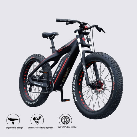 custom  Carbon fiber electric snow bicycle 26inch fat ebike 48V750W BAFANG motor super lightweight Male female assisted bicycle